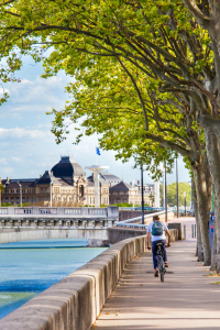 Cycliste sur les berges du Rhône