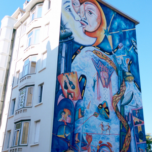 La Cité idéale du Mexique par Marisa Lara et Arturo Guerrero. Mur peint n°21 Musée Urbain Tony Garnier © R. Schleipman / RAT