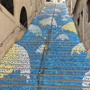 Escalier Mermet peint par Wenc dans les pentes de la Croix-Rousse - © LV
